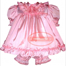 Mode rosa Satin Kleid Futter Erwachsenen Riesen Baby Sissy Rollenspiel Make-up Abschluss ball Dienst mädchen Kleid benutzer definierte abschließbare Multi Farbe