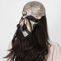 Fashion Square Silk Schal Satin Cashew Blume Drucken Kleine Neck Schal Frauen Kopftuch Kopftuch Bandana Schal Zubehör 70 cm