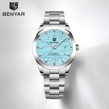 BENYAR Herrenuhr, Sandzifferblatt, automatische mechanische Uhr, wasserdicht, 316L Edelstahl, AR-beschichtetes Kuppelglas, Armbanduhr für Herren