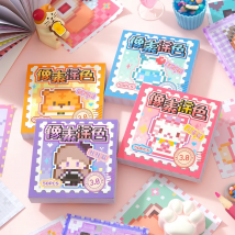 50Sheets Pixel Coloring Sticker Book Adorable Pets Theme Stress Relief Game for Scrapbooking Journaling Phone Case DIY Craft