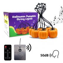 Luci di zucca Animatronic, luci di fata di Halloween, lampada di proiezione parlante, decorazione di Halloween a batteria e di tipo C