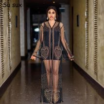 Pailletten Mesh Maxi kleid afrikanische Party kleider für Frauen traditionelle afrikanische Kleidung ethnischen Stil Dubai Abays Msulim Robe 2 Stück