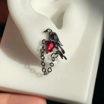 2 Stück rote schwarze Gothic-Krähen-Ohrringe, Retro-Ohrringe im dunklen Stil, Urlaubsparty-Zubehör, modische einzigartige Persönlichkeits-Ohrringe