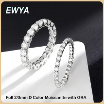 EWYA Echt 3mm 0,1 CT D Farbe Volle Ewigkeit Moissanite Ring Für Frauen S925 Silber Bestehen Diamant Test Alle 2mm Ringe Ehering