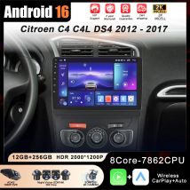 CARPLAY Radio pantalla Android para Citroen C4 C4L DS4 2012 - 2017 receptor Multimedia Auto CPU inalámbrica HDR Wifi GPS unidad principal BT