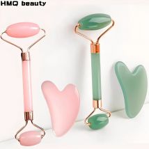 Set di 2 Pezzi: Rullo Facciale e Tavoletta Gua Sha a Forma di Cuore, Kit Massaggiatore per la Cura della Pelle, Strumento di Bellezza per Salone