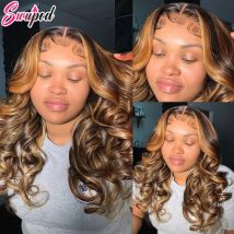 30 Parrucche colorate da 32 pollici 13x4 13x6 Parrucche frontali in pizzo HD Parrucca ondulata per il corpo Evidenzia parrucca anteriore in pizzo Ombre Capelli umani per donne nere