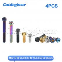 Catdogbear 4Pcs Titanium Bolt M8X15 20 25 30 35 40 45 50 55 60 65mm Hex Flange Head Screws for Bicycle Motorcycle Parts