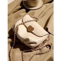 Einfache und modische Damen Umhängetasche einfarbig vielseitig plissiert Metall herzförmige Dekoration Damen Umhängetasche