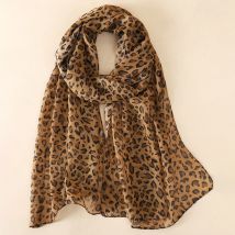 Neue Mode 50*160 cm Leopard Druck Chiffon Georgette Seide Schal Frauen Foulard Lotus Blatt Lange Schal Sommer Elegante bandana