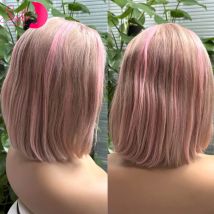 Short Pink Bob Wigs 13x4 Transparent Lace Frontal Straight Bob Wig Human Hair Wigs Double Drawn Bone Straight Colored Bob Wigs