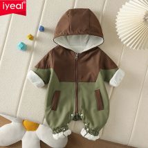 IYEAL Autumn and Winter New Baby Fleece Hoodie Splicing Color Korean Edition Coat for Baby Boys Handsome Stormtrooper jumpsuit