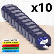 5/10PK 91201 Compatibile per Dymo 12mm LT Nastro 91201 91331 91200 91202 12267 DYMO LetraTag Nastro per etichette per Dymo LT100H Etichettatrice