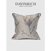 DAVINRICH Magnolia Blossom Jacquard Throw Pillow Cover Modern Simple Luxury Cushion Case 45x45cm Gray For Couch Sofa Living Room