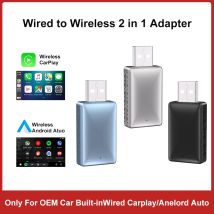 Nuovo adattatore wireless CarPlay 2 in 1 cablato a dongle wireless per Apple e Android Auto Plug and Play Accessorio universale per auto