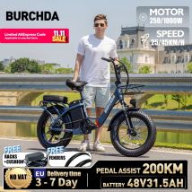 BURCHDA 2025 NUOVA U8 1000W45KM/H Bicicletta elettrica da 20 pollici 48V31.5AH Batteria al litio Ebike 4.0 Fatbike Bici elettrica per adulti
