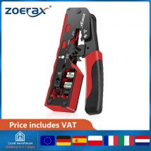 ZoeRax RJ45 Crimp Tool per connettori Ethernet Cat7 Cat6a Cat6 Cat5e con spelafili, funzioni di taglio e lama