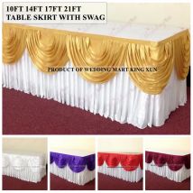 3M Lange Eis Seide Tisch Rock Tischdecke Sockel Mit Top Swag Drapieren Für Hochzeit Veranstaltung Party Dekoration