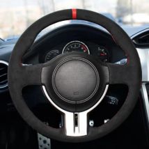 Original Steering Wheel Braid Wrap For Toyota 86 Subaru BRZ Black Suede Leather DIY Hand-stitched Car Steering Wheel Cover
