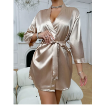 Accappatoio corto da donna in kimono, accappatoio in raso setoso, sposa, damigelle d'onore, pronto per gli indumenti da notte, camicia da notte morbida