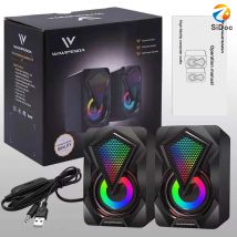 Mini crystal speaker with color RGB light computer speaker USB power supply 3.5mm auxiliary, suitable for desktop laptop monitor