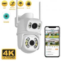 8MP 4K PTZ Wifi Kamera Dual Objektiv mit Dual Screen Ai Human Detect Auto Tracking Drahtlose Outdoor Überwachungskamera ICSee App