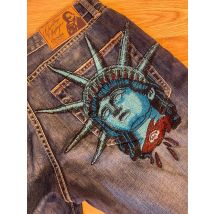 Y2k 2000s Statue of liberty Diamonds Denim pants women Casual High Waist Straight Wide Leg Jeans Harajuku Vintage Women Clothing