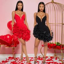 Rüschen Ärmel Bodycon Mini Plissee Kleid Frauen Party Elegante Kurze Abendkleider Dame Luxus Sexy Geburtstag Rot Prom Kleid