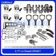Motor-Steuerketten-Umbausatz, kompletter Dichtungssatz, Kurbelwellenkolben und Pleuel für 09–23 OM651 2.1 2.2 Mercedes-Benz W166 W212 2.1T