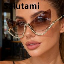 Vintage randlose Kristall Schmetterling Cat Eye Sonnenbrille für Frauen Mode Legierung Farbverlauf sexy Sonnenbrille Damen Strass Shades