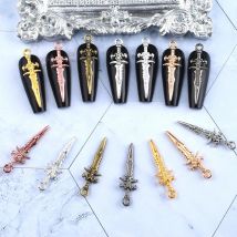 20 stücke Legierung Nail art Charme 3D Metall Legierung Große Schwert Messer Waffen Nagel Schmuck DIY Chinesische Kung Fu Waffe Nagel zubehör