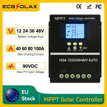 ECGSOLAX 100A 80A 60A 40A 40A MPPT Regulator Ładowania Solarnego 12V 24V 36V 48V Automatyczny Regulator Ładowania Akumulatorów Solarnych PV z Podwójnym USB