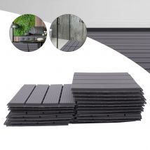 22 Stück Terrassen-Deckfliesen aus Holz und Kunststoff, 30,5 x 30,5 cm, ineinandergreifende Terrassendielen, rutschfest, für den Innen- und Außenbereich