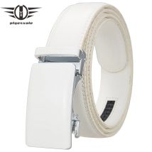 Luxus Mens Echtes Leder Gürtel Weiß Rindsleder Legierung Automatische Schnalle Formale Gürtel Für Männer 3,5 cm Breite Taille Band Männlichen b373