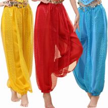 Pantaloni da ballo indiani danza del ventre mette in evidenza i Bloomers in Chiffon Performance sul palco bambini ragazze adulte che ballano pantaloni da allenamento