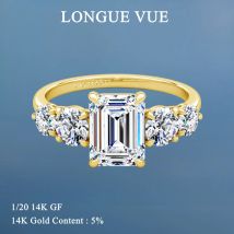 14K Gold gefüllt Smaragd Moissanit Ringe für Frauen Fünf Edelstein Ring Luxus Hochzeit Verlobung High-End-Schmuck