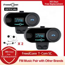 FreedConn Bluetooth Motorcycle Intercom Helmet Headset Wireless Motorbike Head Interphone LCD Screen FM Earphone