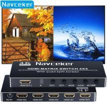 Navceker hdmi 4x2 multi-viewer switcher 4k nahtloser quad bildschirm multi viewer splitter 4 in 2 out hdmi schalter adapter ir für pc