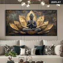 1 pz senza cornice moderna per statua di Buddha di loto tela da parete stampa di alta qualità pittura su tela di grandi dimensioni accento della stanza di meditazione