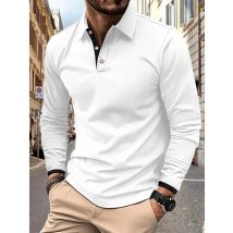 Einfarbiges Business-Slim-Fit-POLO-Shirt für Herren im Frühling und Herbst, neues farblich passendes Revers-Langarm-Freizeitsport-Poloshirt