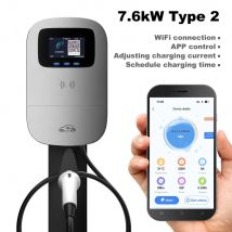 JIGU 7.6KW 32A Tipo 2 Caricatore per veicoli elettrici Stazione di ricarica per auto 7kw Wallbox EV Caricatore Schermo 220V Monofase WiFi APP