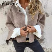 Herbst Winter Jacke Frauen Mäntel Wolle Design Langarm solide kurze Jacke Frau lässige Outwear