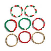 IngeSight.Z 8 Pcs/set New Trendy Christmas Soft Polymer Clay CCB Handmade Beaded Elastic Bracelets Women New Year Jewelry Gifts