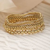 5pcs/set Vintage Beaded Bracelets for Women Men Simple Punk Gold Sliver Color Handmade Ball Bracelet Party Fashion Jewelry Gifts
