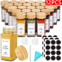 5/12 pezzi barattoli di spezie in vetro con coperchio in bambù contenitori per condimenti per spezie sale pepe agitatori organizzatore di spezie Set di barattoli per spezie da cucina
