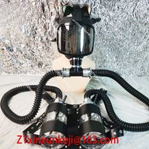 Versilbertes, gebogenes Gasmasken-Set, Atembeutel-Set für Flaschen mit Unterdruck, versilberte Linse, großes Sichtfeld, Vollmaske