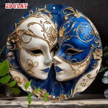 Elegant VeniceDesign Round Aluminum Sign - Blue & Gold Intricate Wall Decor 7.87x7.87in for Home Garage Restaurant Cafe Me