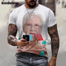 2022 starsza dama lizanie Popsicle drukowane 3D T-shirt Kawaii babcia śmieszne T Shirt mężczyźni kobiety moda letnia odzież codzienna