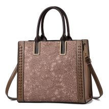 TRAVEASY Marke Umhängetasche aus weichem Leder mit Spitzenprägung für Damen, große Kapazität, mehrere Fächer, stilvolle Schulterhandtasche