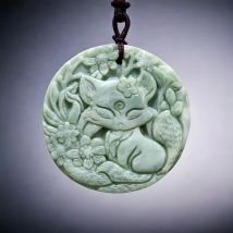 Natürliche echte Jade Fuchs Anhänger Halskette Edelsteine Zubehör Luxus geschnitzt Schmuck Vintage Stein Talismane Designer Geschenk